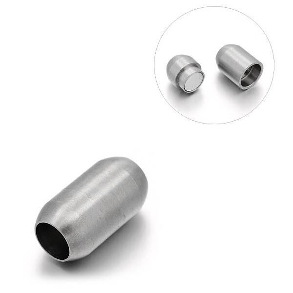 Tarnish Resistant Matte 304 Stainless Steel Barrel Magnetic Clasps with Glue-in Ends