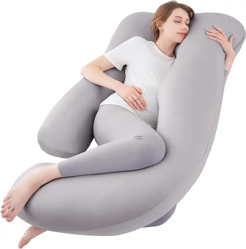 Pregnancy Pillows for Sleeping U Shaped Full Body Pillow Case 𝐂𝐨𝐯𝐞𝐫 for Maternity,59'' Stretchy Cool Breathabl...
