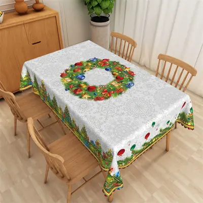 Christmas Tree Wreath Ball Decorative Tablecloth - Aperturee