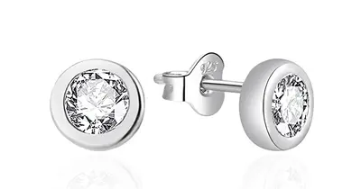 Agato Elegant Silver Stud Earrings AGT-E057PW - Diameter: 0.5cm