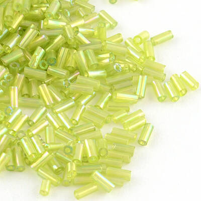 AB Color Plated Glass Bugle Beads
