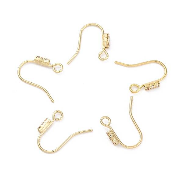 Brass Micro Pave Clear Cubic Zirconia Earring Hooks
