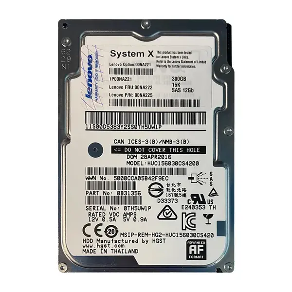 00NA225 IBM 300GB 12Gb/s SAS 15000 2.5-Inch Hard Drive