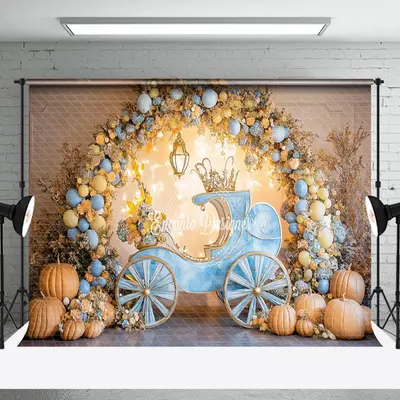 Aperturee Fairy Tale Carriage Pumpkins Cake Smash Backdrop - Aperturee