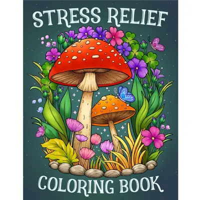 Stress Relief: Adult Coloring Book with Animals, Landscape, Flowers, Patterns, Mushroom And Many More For Relaxation stress-f...