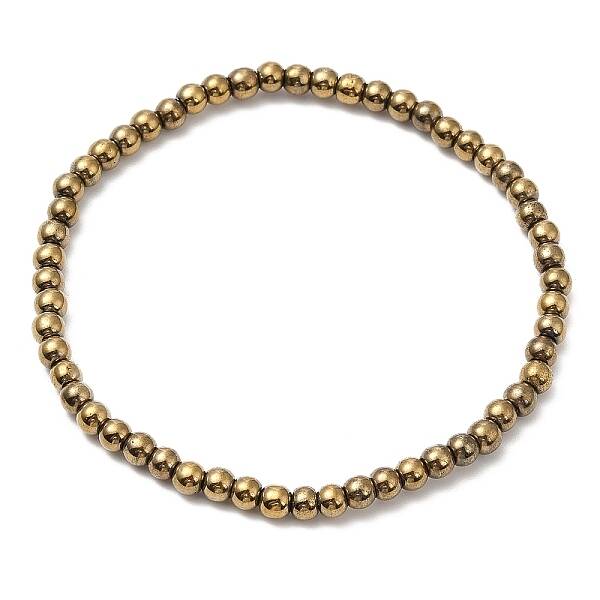 Synthetic Non-Magnetic Hematite Round Beaded Stretch Bracelets