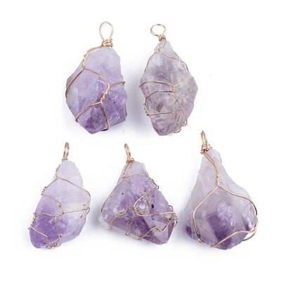 Rough Raw Natural Amethyst Pendants
