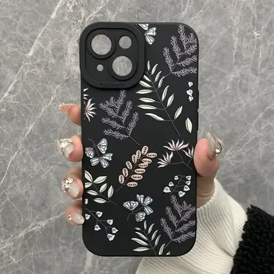 Plant Leaf Print Phone Case for Summer Gift, 1 Count Shockproof Cellphone Protective Cover, Smartphone Phone Cases for ...