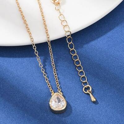 Brass Pave Clear Cubic Zirconia Pendant Necklaces for Women