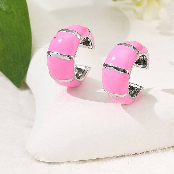 Brass Stripe C-Shaped Cuff Earrings