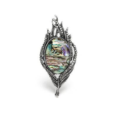 Feather Shape Shell Pin