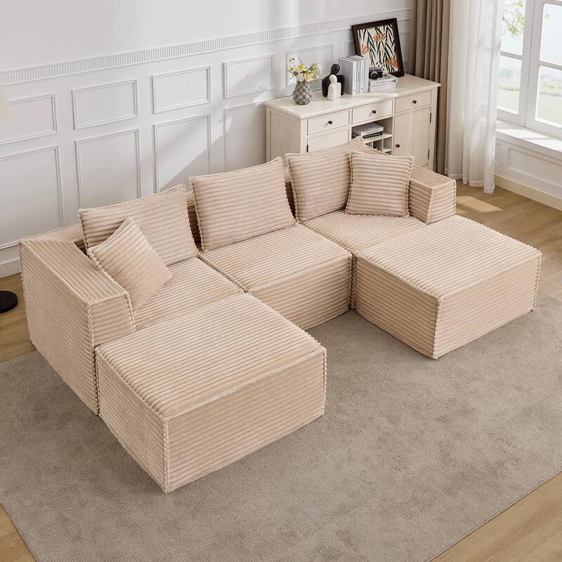 Garvee 107 Modular Sectional Sofa, Modern Cloud Sectional Couch with Deep Seat, U-Shape Boneless Couch with Chaise for Livin...