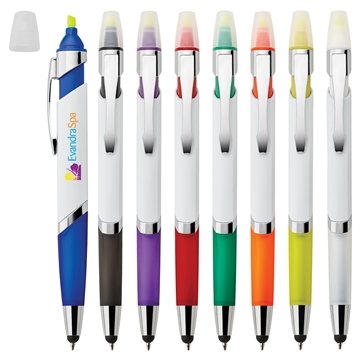 125 Promotional Cynthia 3-In-1 Ballpoint Pen Stylus Highlighter