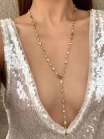 Elegant Rhinestone Decor Y-shaped Chain Necklace, Fashion Heart Design Rhinestone Decorated Necklace for Party, Daily Decor, ...