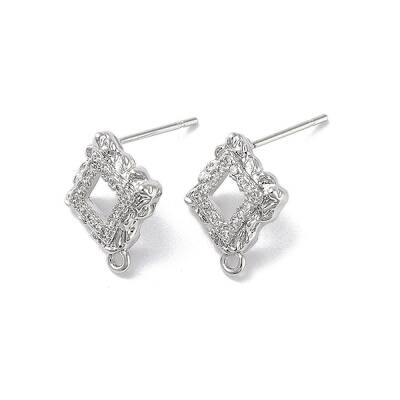Brass Micro Pave Cubic Zirconia Stud Earring Findings