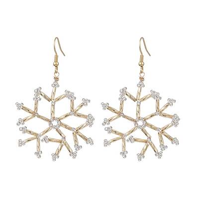 Glass Snowflake Dangle Earrings