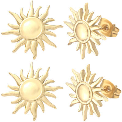 10Pcs 304 Stainless Steel Sun Stud Earring Findings