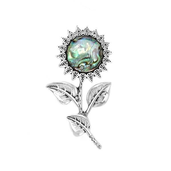 Abalone Shell Sunflower Brooch