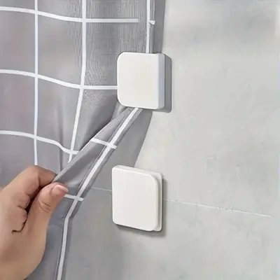 Solid Color Mini Self Adhesive Shower Curtain Fixed Clip, 2 Counts/set Portable Mini Durable Multi-function Shower Curtain Fi...