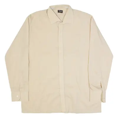 MY LORD Zip Up Mens Plain Shirt Beige Long Sleeve L