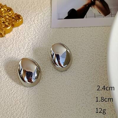Oval Alloy Stud Earrings