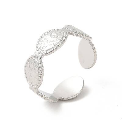 Non-Tarnish 304 Stainless Steel Oval Open Cuff Ring for Women