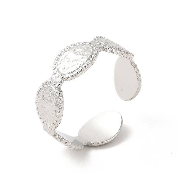 Non-Tarnish 304 Stainless Steel Oval Open Cuff Ring for Women