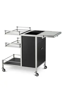 Stainless Steel and Black Oak Trolley | Eichholtz Eiffel