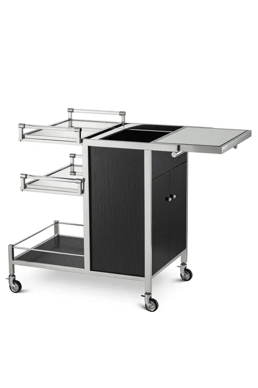 Stainless Steel and Black Oak Trolley | Eichholtz Eiffel