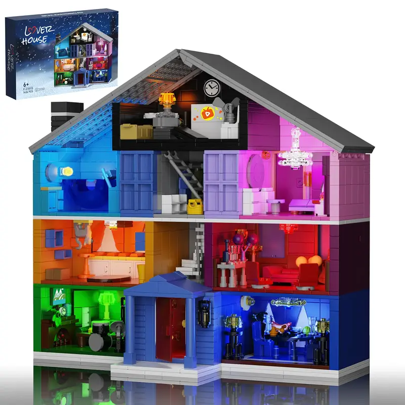 Love Room House Building Blocks Brick Set (1426 pcs) – DIY Miniature House Kit with Lights, Ideal Christmas & Halloween Gif...
