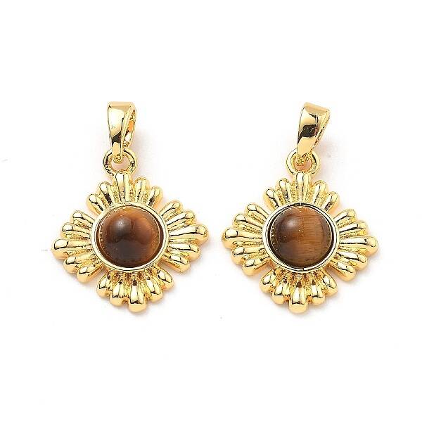 Brass Tiger Eye Pendants