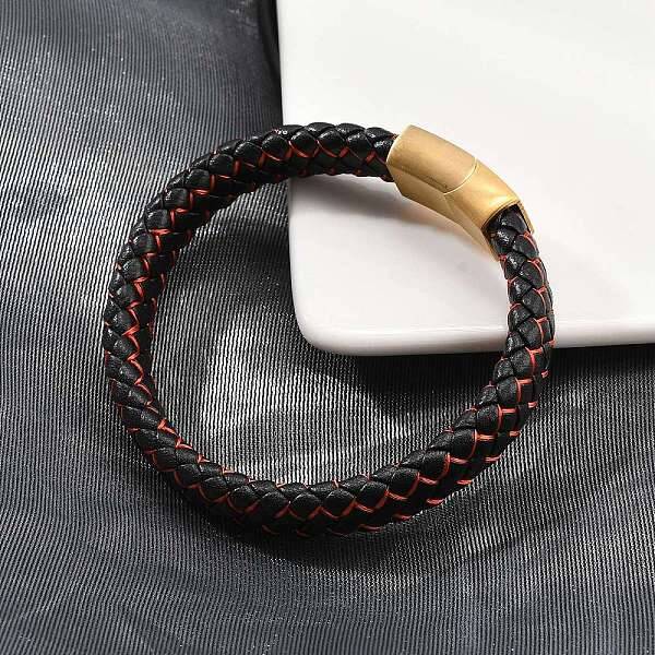 Ion Plating(IP) Braided Microfiber Leather Cord Bracelets for Men