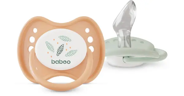 Baboo Peachy Keen Orthodontic Silicone Pacifiers with Case 0-6m 2pcs