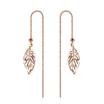 18K Rose Gold Leaves Drop Earrings