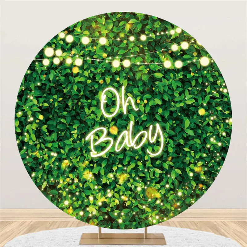 Aperturee Greenery Leaves Spring Round Baby Shower Backdrop | Circle Background For Party | Baby Shower Round Backdrop | Cust...