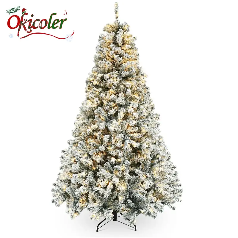 Okicoler 6.5 FT Pre-Lit Christmas Tree Premium Hinged Artificial Pine Lighted Holiday Tree for Home, Office w/ 850 Branch Tip...