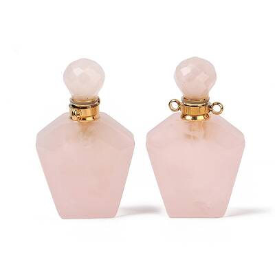 Natural Rose Quartz Openable Perfume Bottle Pendants
