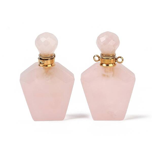 Natural Rose Quartz Openable Perfume Bottle Pendants
