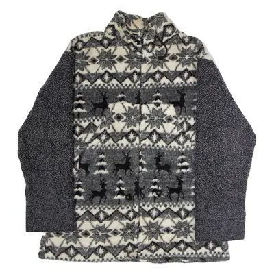 G4000 Mens Fleece Jacket Grey 90s Fair Isle L