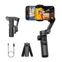 AOCHUAN 3-Axis Gimbal Stabilizer for Smartphone, Gimbal w/RGB Magnetic Fill Light Upgraded Face Tracking Focus Wheel Foldable...