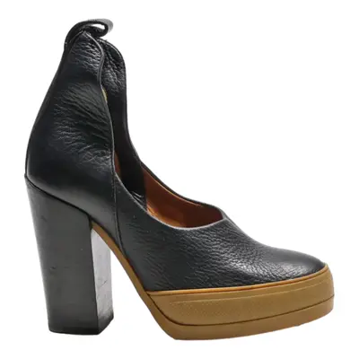 CHLOE Block Heels Black Leather Womens UK 5