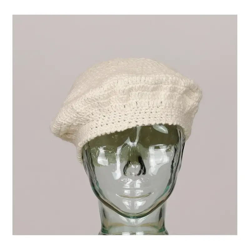 Unbranded Beret - No Size Cream Cotton Blend