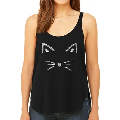 Whiskers - Women's Premium Word Art Flowy Tank Top - Black - Medium