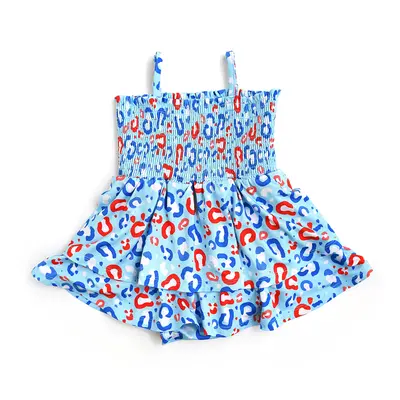 Kinsley Leopard SMOCKED TIERED TUTU Bamboo 4th of July girls clothing gigi and max