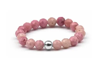 Agato Rhodonite Bead Ring POL-R01 - Circuit: 49mm