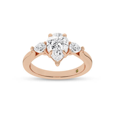 Bruges Three Stone Pear Shape Lab Grown Diamond Engagement Ring | 14K Rose Gold 2 CT. TW.