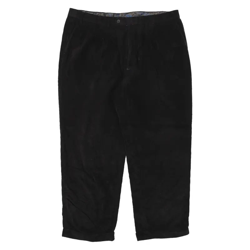 LAUREN RALPH LAUREN Corduroy Trousers Black Relaxed Straight Womens W38 L28