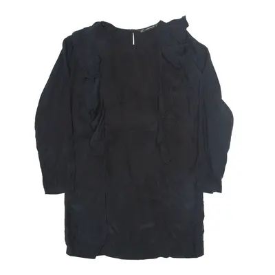 ZARA TRAFALUC Oversized Mini Dress Black Long Sleeve Knee Length Womens UK 8