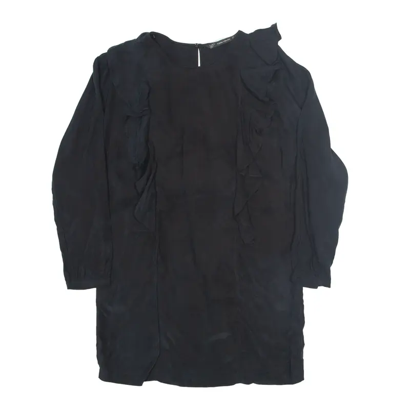 ZARA TRAFALUC Oversized Mini Dress Black Long Sleeve Knee Length Womens UK 8