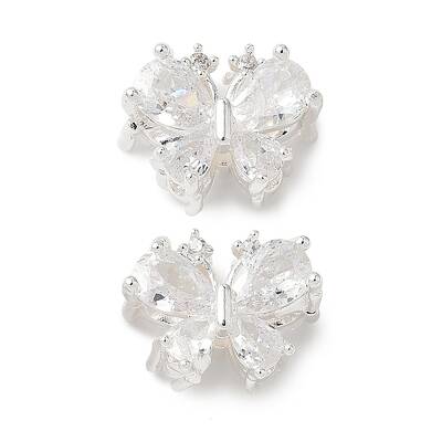 Brass Micro Pave Clear Cubic Zirconia Beads